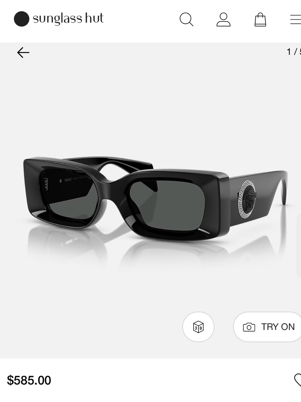 🔥SUPER SALE🔥NWT Versace Black Oversized Rectangular Sunglasses